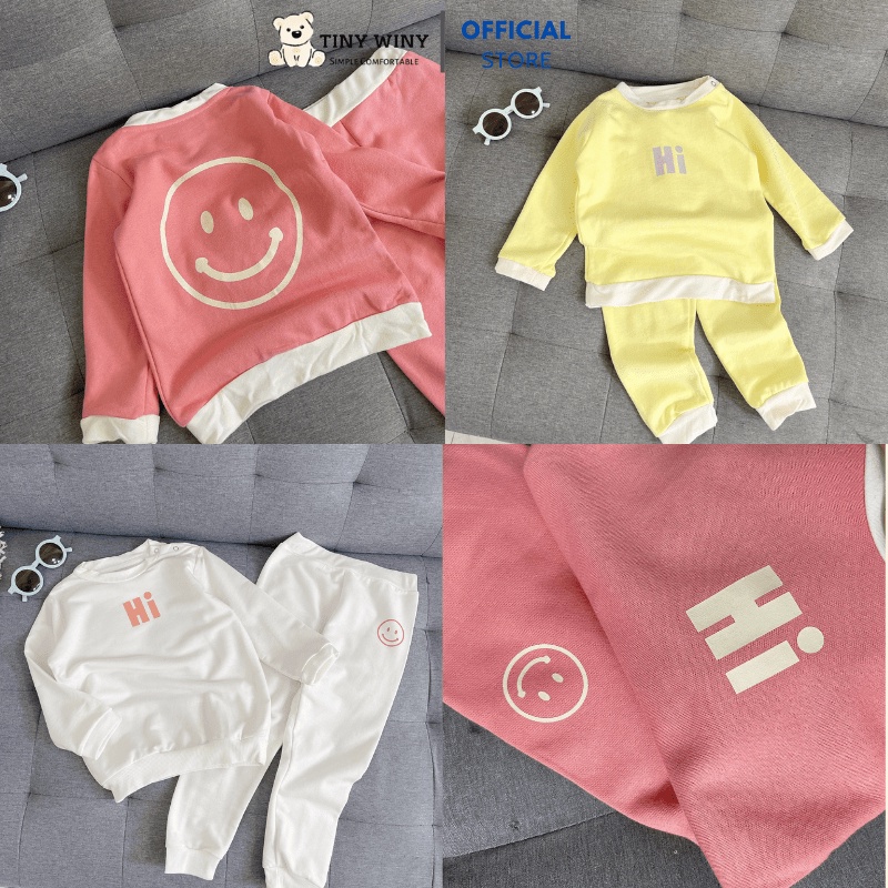 Bộ quần áo in hình chữ chất nỉ Tiny Winy cho bé B69