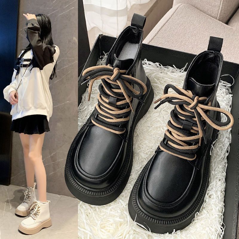 Giày Bốt martin Cổ Thấp Đế Dày Mũi Tròn Thời Trang Mùa Thu Mới Cho Nữ