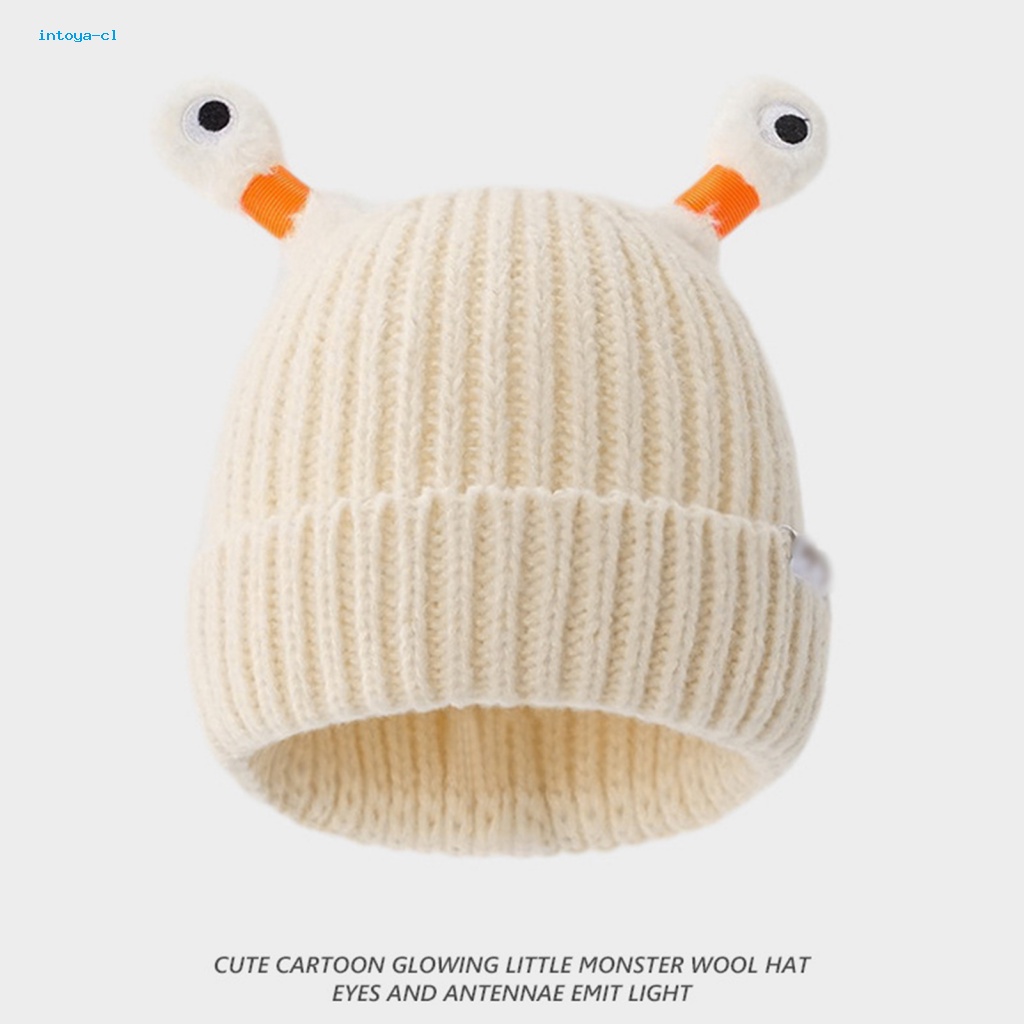 Intoya Mũ Len beanie Dệt Kim Có Đèn led Phát Sáng Kiểu Hoạt Hình Vui Nhộn Chống Mài Mòn Giữ Ấm Mùa Đông Nam Á Á Ánh Sáng Yêu Thích Của Người Mua Sắm