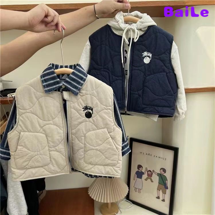 Áo Khoác Chần Bông Phong Cách Phương Tây Thời Trang Thu Đông Cho Bé Trai