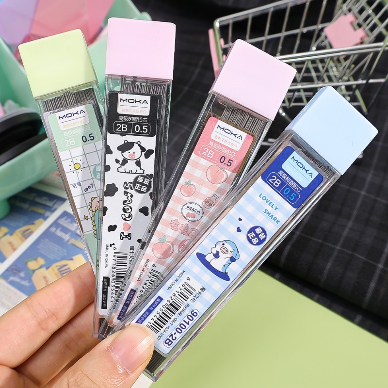 Set 100 Ruột Bút Chì / Ruột Bút Chì Tự Động 0.5mm Họa Tiết Hoạt Hình Có Thể Xóa Được