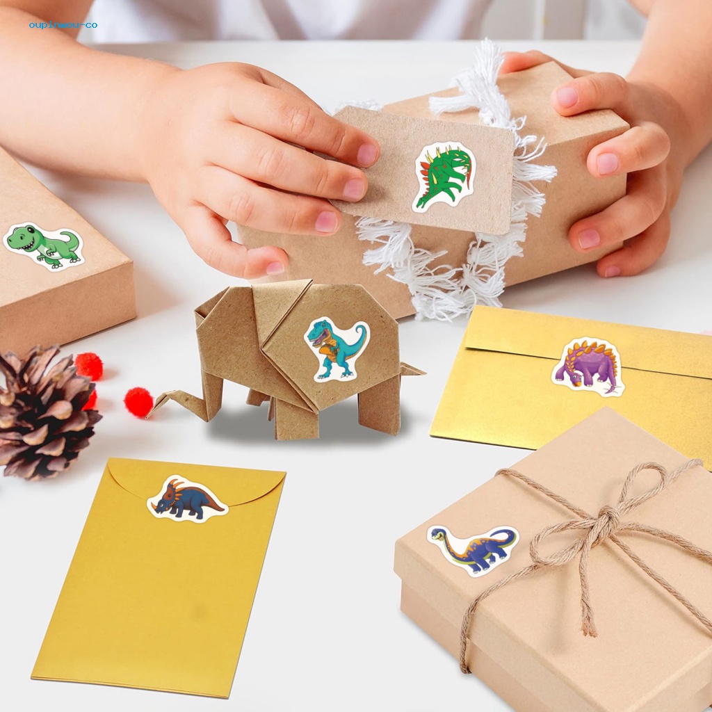 Oupinwou Bộ 500 Miếng Dán Tự Dính Màu Nước Hình Khủng Long Dễ Thương Trang Trí Tiệc Tùng Cho Bé