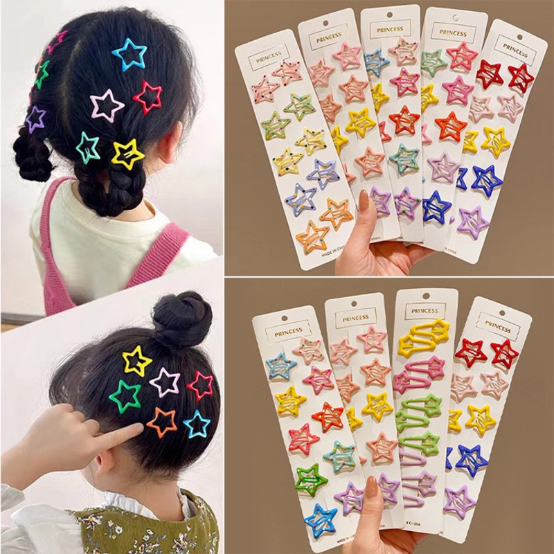 Set 21 Kẹp Tóc Ngôi Sao Dễ Thương Phong Cách Hàn Quốc y2k Cho Bé