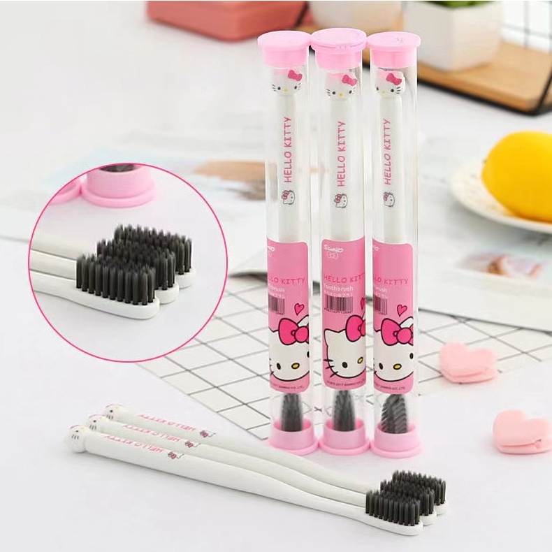 Sanrio Bàn Chải Đánh Răng Sợi Than Tre Hoạt Hình kuromi hello kitty cinnamoroll Nhỏ Gọn Cho Người Lớn Và Trẻ Em