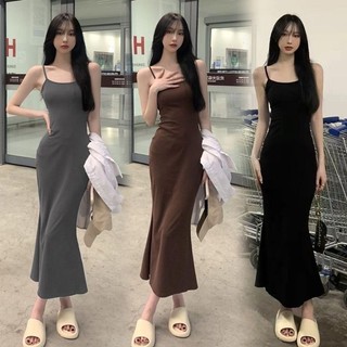 Ngọt ngào cô gái không tay thắt lưng hở lưng dây đeo váy mùa hè nữ tinh khiết ham muốn khí chất đuôi cá bó mông váy