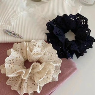 Đen Trắng Cotton Ren Cổ Tích Tóc Dây Đuôi Ngựa Scrunchies Dây Buộc Tóc Phụ Kiện Tóc