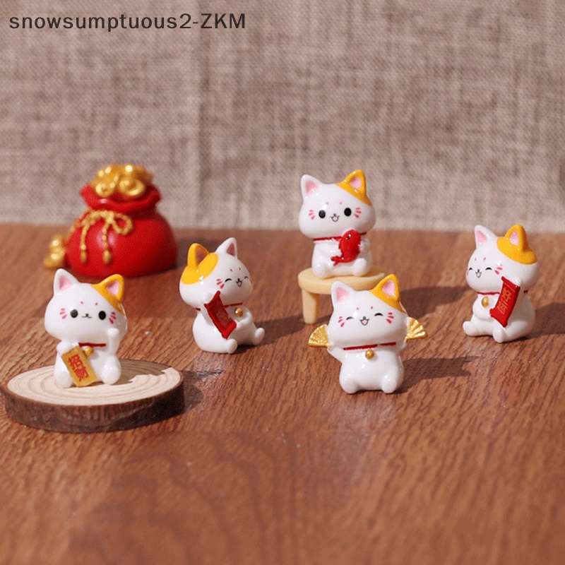 1 Mô Hình Mèo May Mắn # 2024 cny # Bằng Nhựa resin Trang Trí Tiểu Cảnh