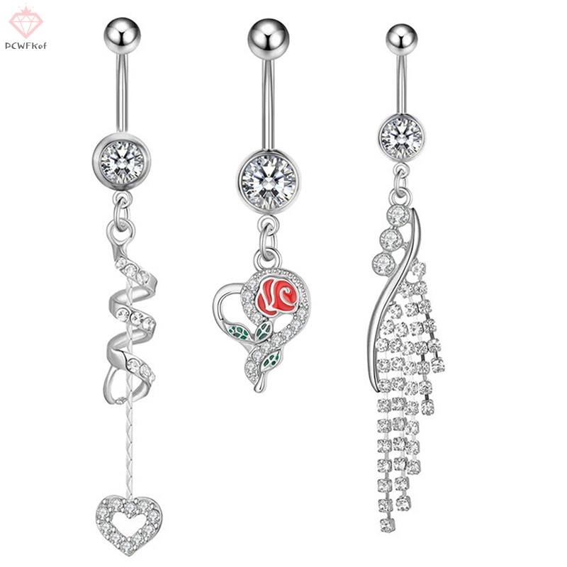 Khuyên Rốn Bằng Thép Không Gỉ Đính Đá zircon Thời Trang Dành Cho Nữ