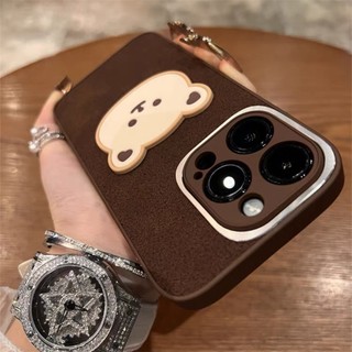 Ốp Điện Thoại Cứng In Hình Gấu Hoạt Hình Bảo Vệ Ống Kính Máy Ảnh Cho iphone15 14 13 12 11 pro max xs max xr xs