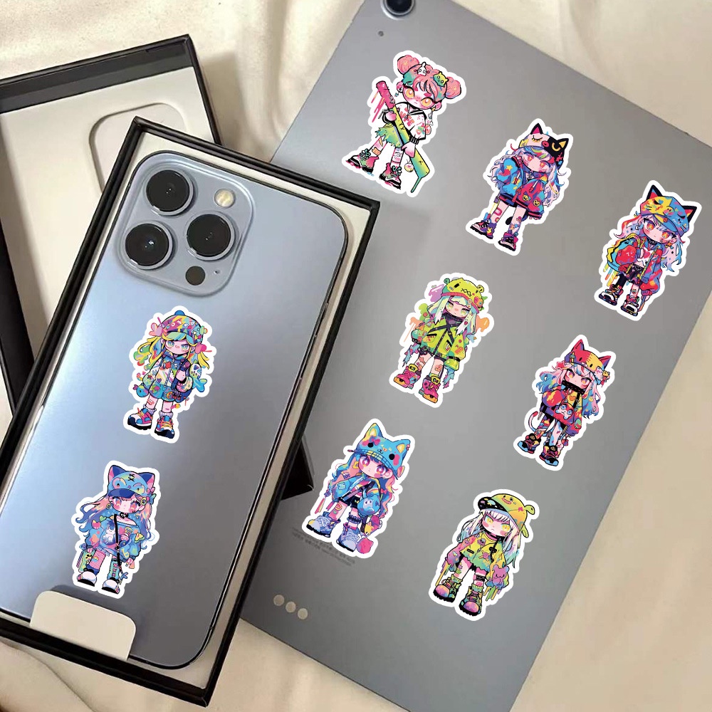 Bộ 60 Miếng Dán Trang Trí Mũ Bảo Hiểm / Bút Chì Họa Tiết graffiti Dễ Thương