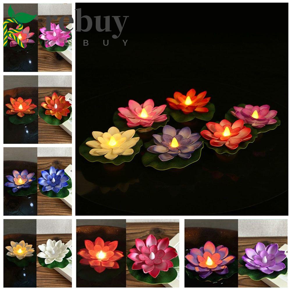 Rebuy Đèn led Nổi Hình Hoa Sen / Nến Điện Tử Chống Thấm Nước 10cm Cho Bể bơi