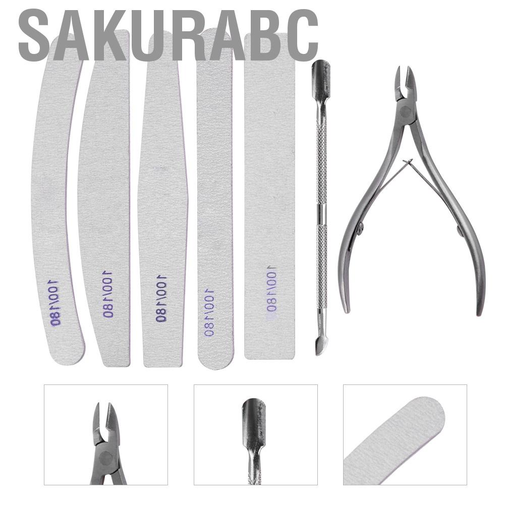 Sakurabc 8pcs Professional Nail Art Manicure Pedicure Tool Set Sanding