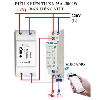 Bộ công tắc điều khiển từ xa smart life qua internet,3g,4g và khởi động từ chint 25a - smartliffe + chint 25a