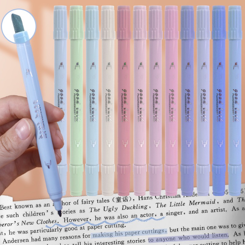 Bộ 4 Bút Màu Nước / Bút Đánh Dấu Hai Đầu Nhiều Màu Sắc Dùng Trong Trường Học / Văn Phòng Phẩm diy