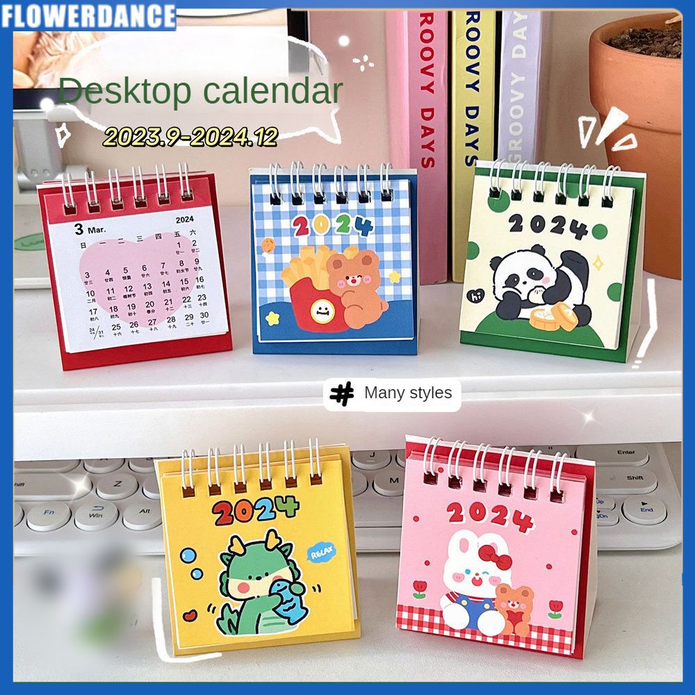 2024 Máy Tính Để Bàn Mini Nhỏ Lịch Để Bàn Học Sinh Để Bàn Nhỏ Đồ Trang Trí Nhận Phòng Hàng Ngày Tự Kỷ Luật Lịch Nhỏ Hoa