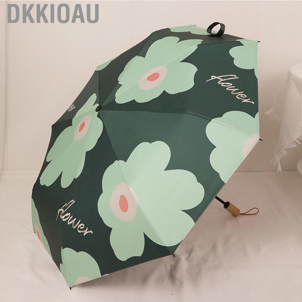 Dkkioau Folding Sun Umbrella  Foldable UV Protection Stable Polyester Fiber 1 Button Operate Rain Shine Dual Use for Working