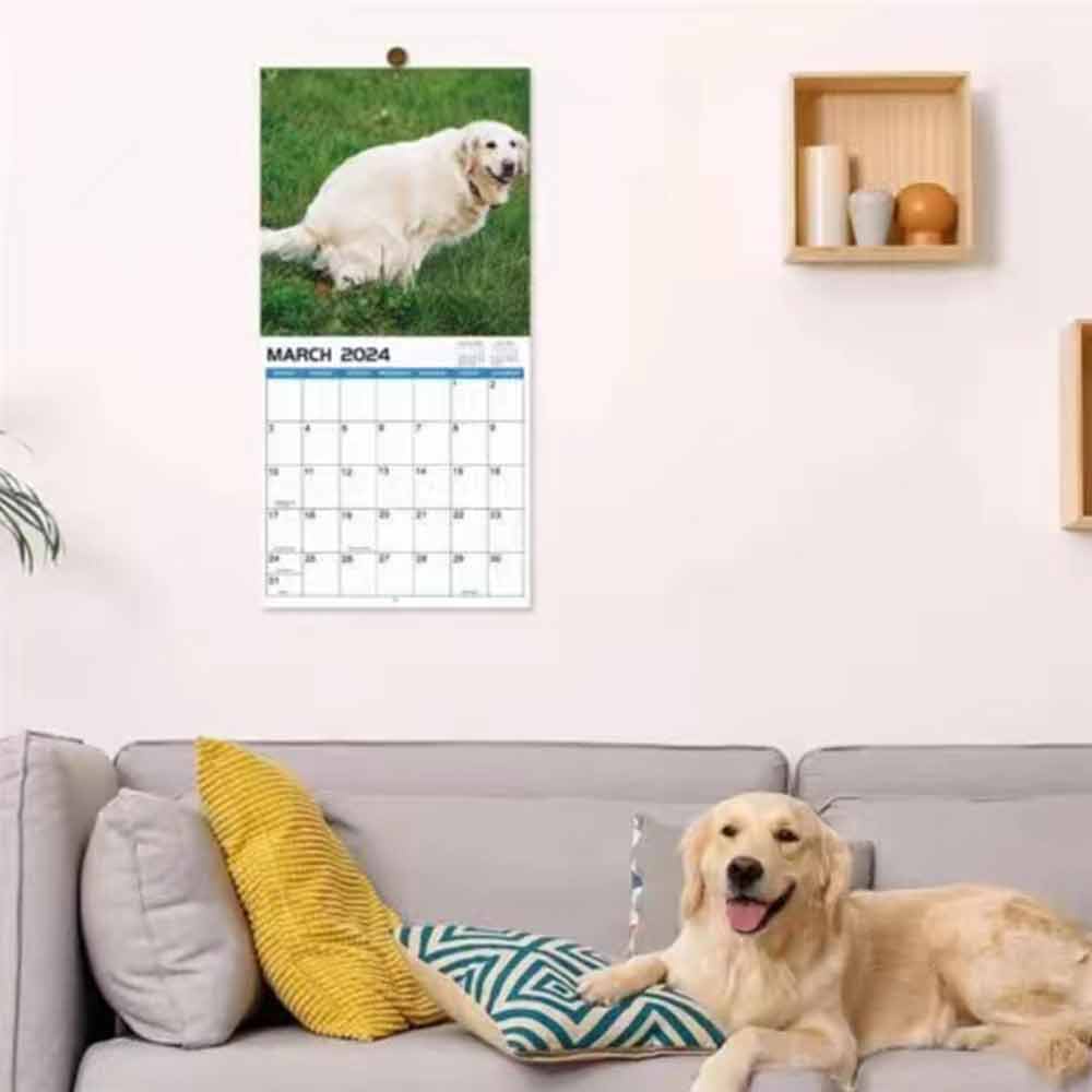 2024 Wall Calendar 12 Monthly Pooping Dogs Calendar Funny Dog Calendar Gag Gifts,Perfect White Elephant Christmas Gift
