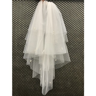 Voan 3 tầng đính ngọc trai 60-80cm - phụ kiện cưới - phụ kiện cô dâu