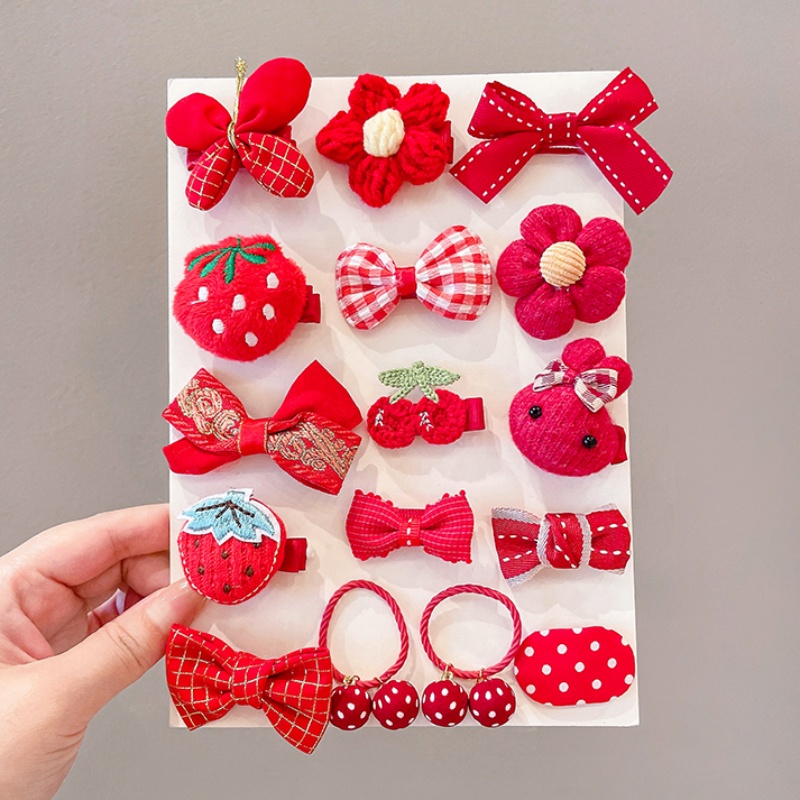 Set 3 Kẹp Tóc Nơ Xinh Xắn Đáng Yêu Mừng Năm Mới Cho Bé Gái