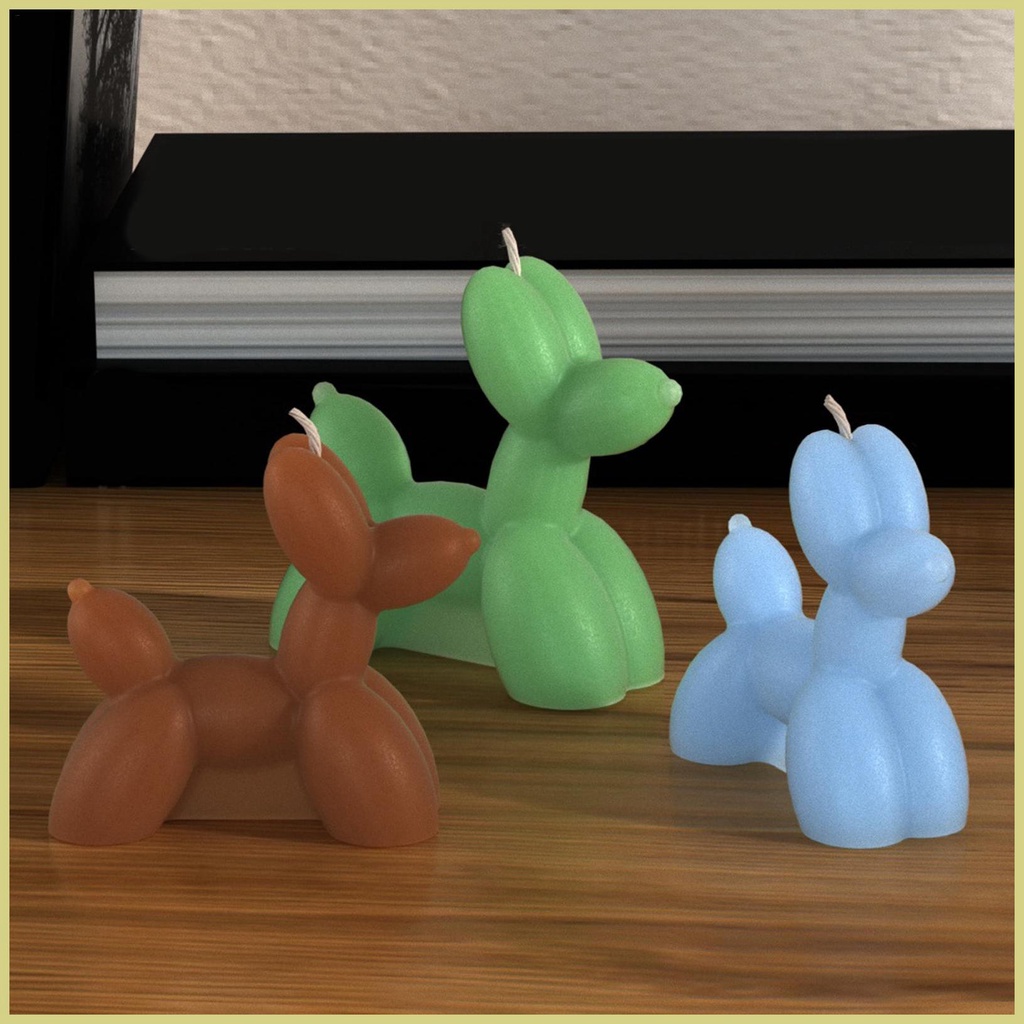 Khuôn silicone Làm Nến Thủ Công Hình Chú Chó Và Bong Bóng 3d