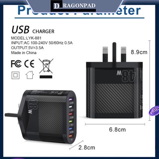 Củ Sạc Nhanh 48W 6 Cổng USB Cho IPhone Android Tablet PC Mobile