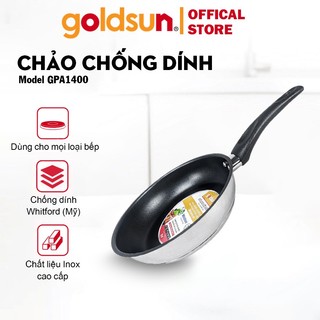 Chảo chống dính đáy từ 3 lớp chất liệu Inox, nhiều kích cỡ Goldsun GPA1400