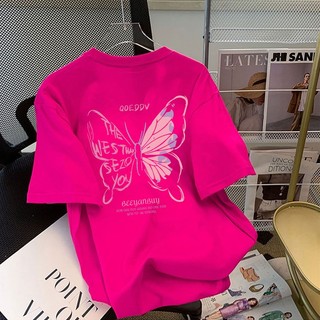 Áo Thun 100% Cotton Tay Ngắn Cổ Tròn Dáng Rộng Thời Trang Xuân Hè 2024 Dành Cho Nữ