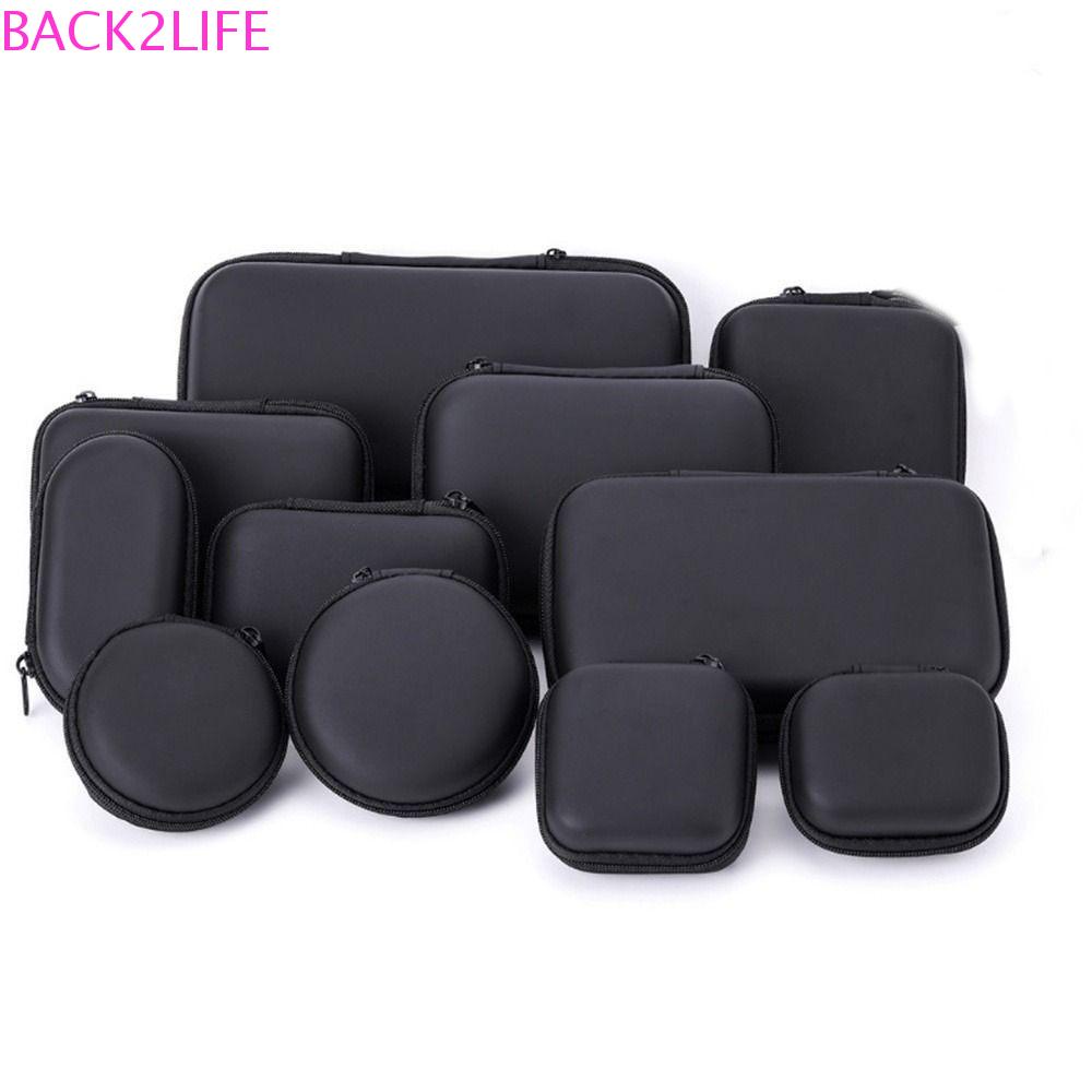 Túi Đựng Tai Nghe / Tiền Xu / Ổ Đĩa Cứng Mini Màu Đen Có Khóa Kéo Sau 2life EVA