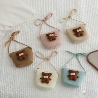 Túi Rơm Đeo Chéo Hình Gấu Dễ Thương Cho Bé