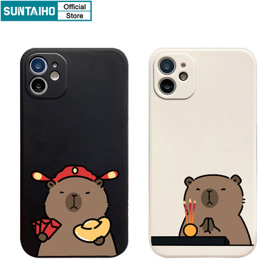 Suntaiho Vỏ Dễ Thương Ngộ nghĩnh Họa Tiết Capybara Ốp Điện Thoại Cho Iphone 16 15 14 13 12 11 Pro Max IP 7 8 Plus Iphon X Xs XR Xs Max Silicon Mềm Cao Cấp Chống Sốc Ốp Lưng