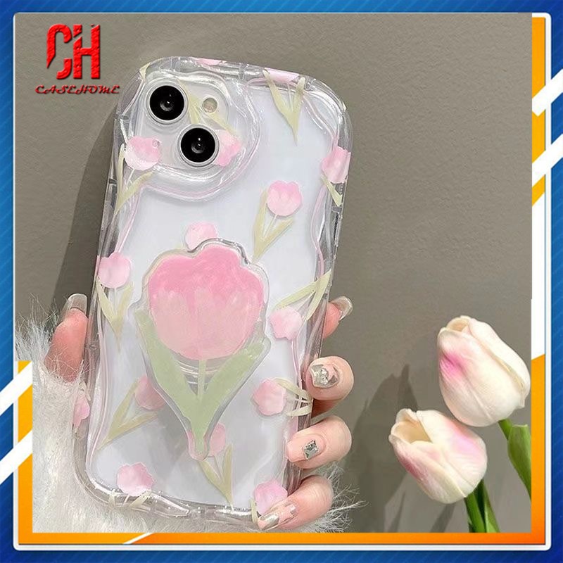 Ốp Điện Thoại Mềm Họa Tiết Hoa tulip Kèm Giá Đỡ Cho Realme C35 C33 C30 C30S C55 C11 2021 C21Y C31 C15 C21 C25 C20 C3 C12 C2 C25S 10 5S 5 5i 9i C17 7i C1 C25Y C2 C3i 6i C20A  Narzo 20 10 10A 20A 30A 50i 50A Prime