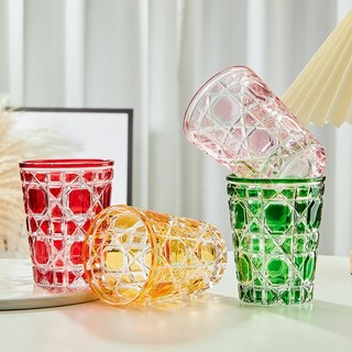 Ly cốc uống nước nhựa PET trong suốt vân đá kim cương phong cách Bắc Âu 420ml