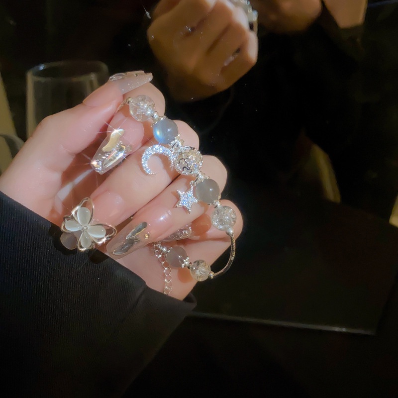 Vòng Tay Đính Đá Zircon Hình Ngôi Sao Mặt Trăng Thời Trang YR