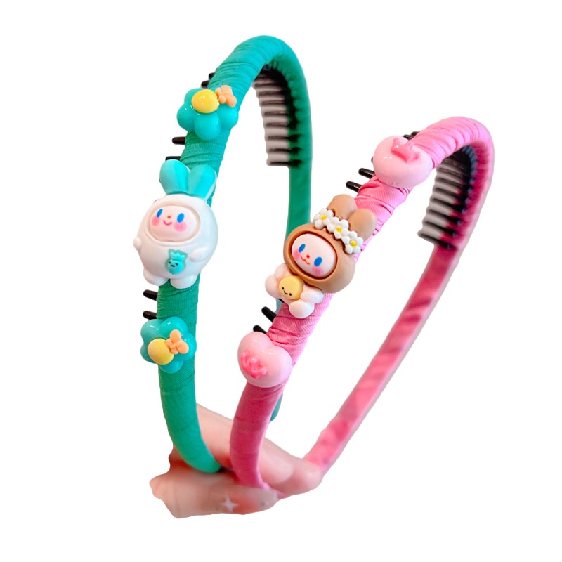 Băng Đô Cài Tóc Chống Trượt Họa Tiết Thỏ Hoạt Hình Dễ Thương Cho Nữ