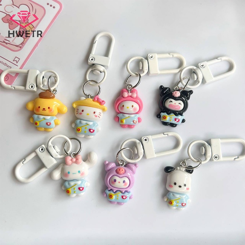Móc khóa xe hơi HWETR họa tiết chó sanrio kuromi hello kitty cinnamon dễ thương