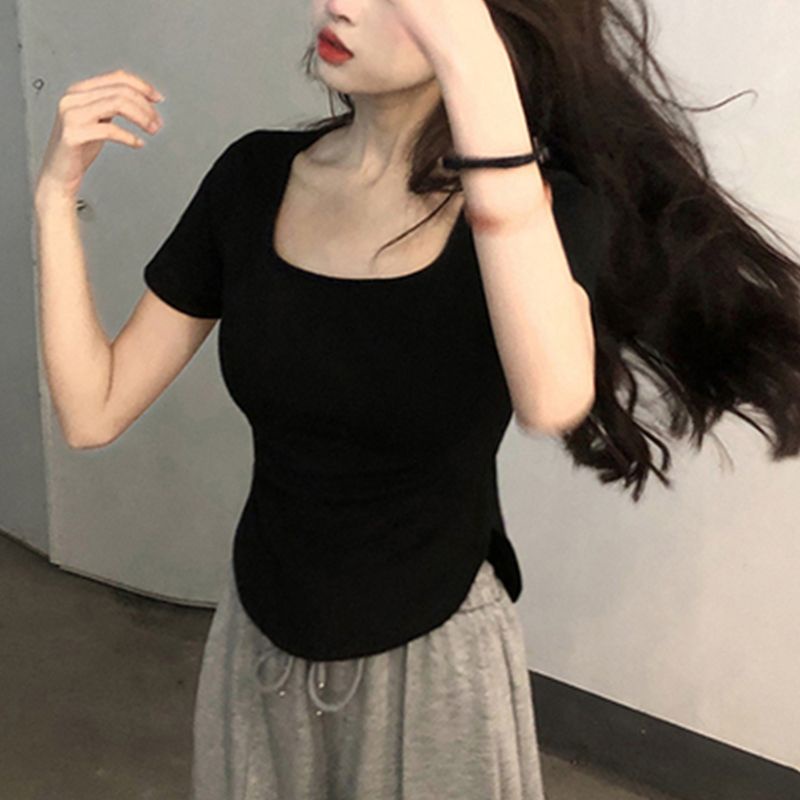 Áo Thun Nữ Ngắn Tay Cổ Tròn Thời Trang Hàn