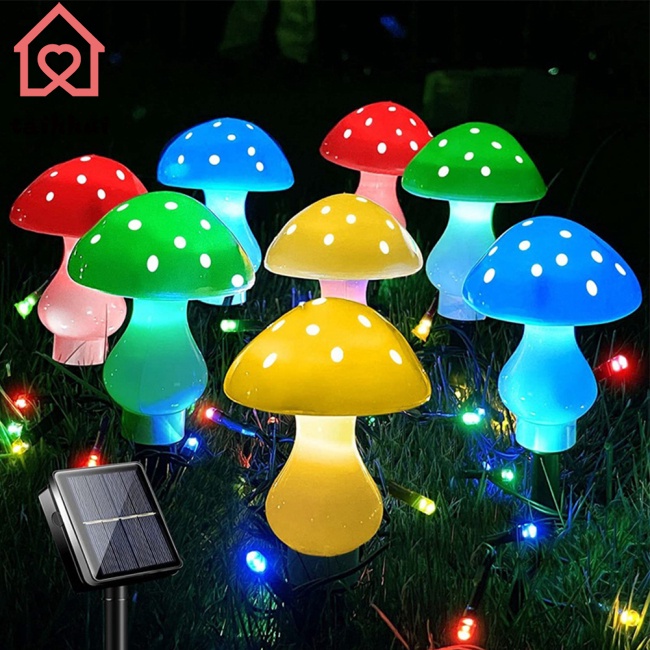 Dây Đèn led Hình Nấm Trang Trí Sân Vườn Sử Dụng Năng Lượng Mặt Trời