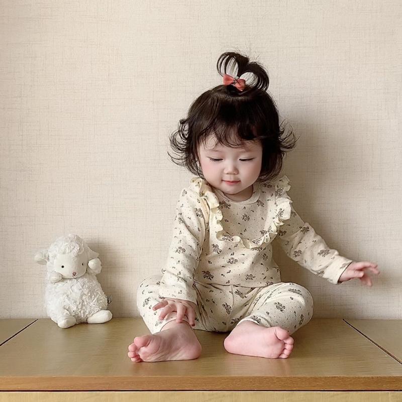 Bộ Đồ Ngủ Hai Mảnh Áo Tay Dài Và Quần Dài In Hoa Dành Cho Bé Gái Mẫu Mới 2023