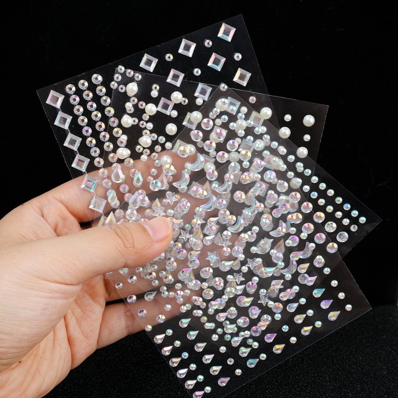 Hạt Kim Cương Giả Màu Bạc Nhiều Màu / Hình Xăm Dán Mặt / Mắt / Mặt Trang Điểm Tiệc Tùng diy