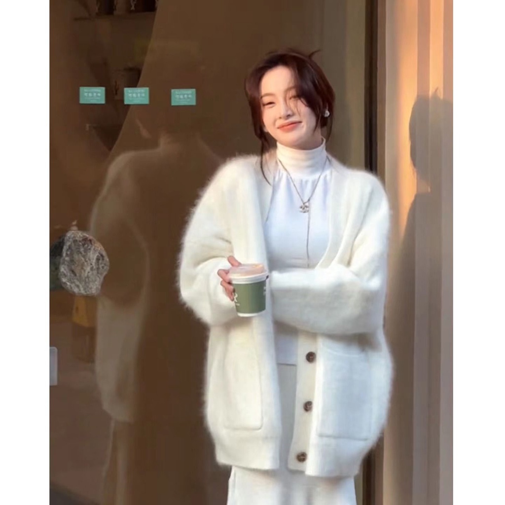 Etam Áo Khoác cardigan sweater Dày Dáng Rộng Mềm Mại Phong Cách Hip Hop Hàn Quốc Thời Trang Thu Đông Cho Nữ