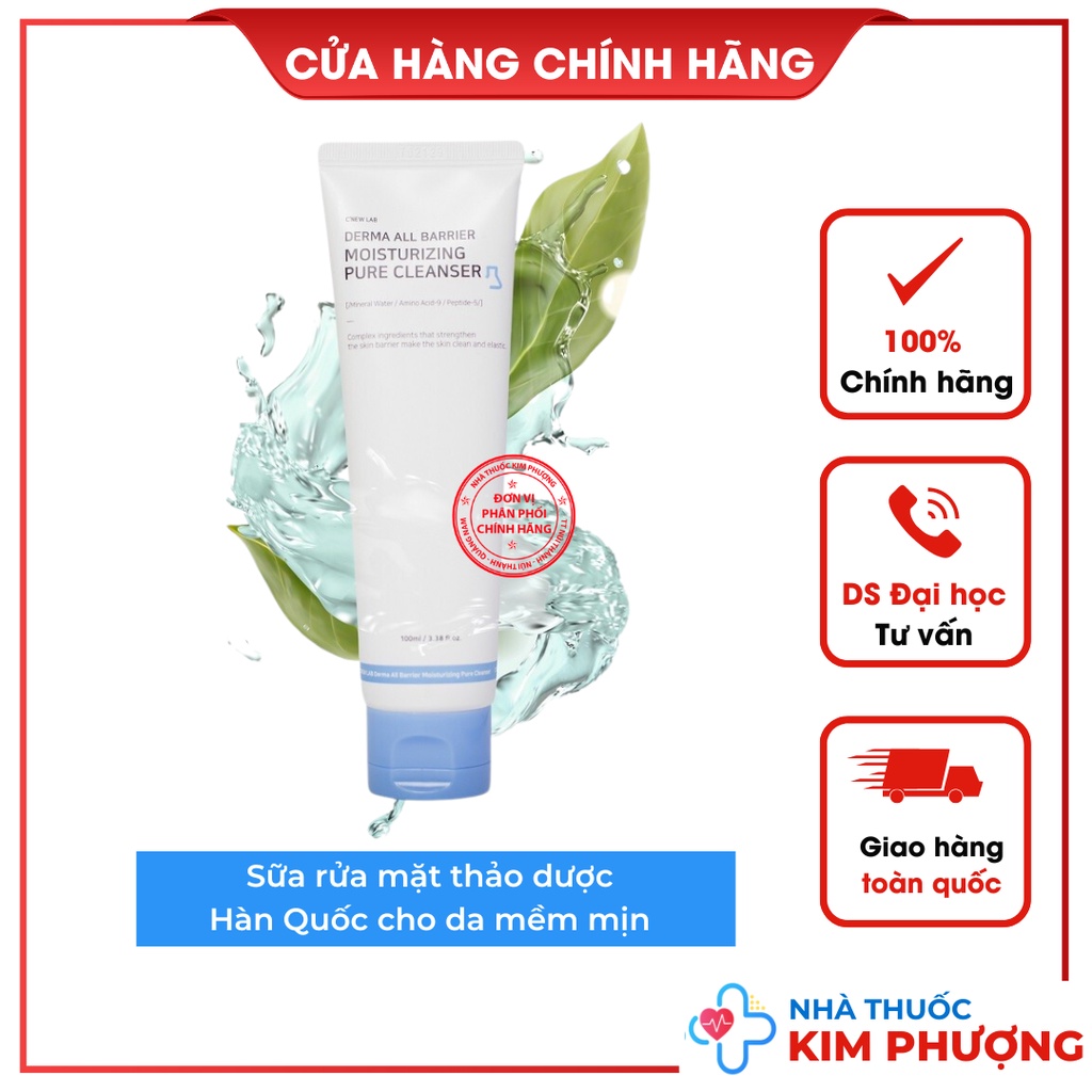 Sữa Rửa Mặt C'NEW LAB Hàn Quốc Derma All Barrier Moisturizing Pure Cleanser Giúp Làm Sạch, Giữ ẨmTuýp 100ml