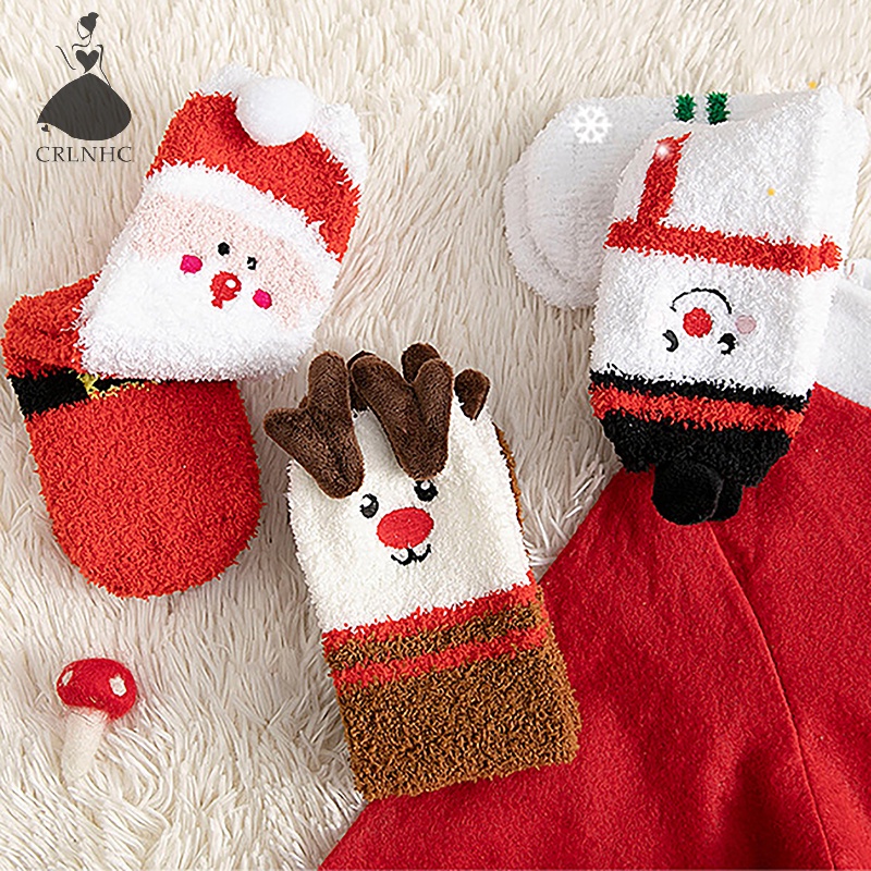 Crlnhc Vớ Lông Cừu San Hô Giữ Ấm Mùa Đông Hình Tuần Lộc Hoạt Hình Dễ Thương vn