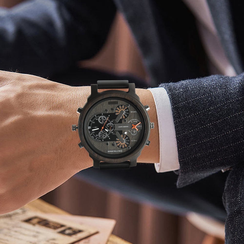 Đồng Hồ Đeo Tay Mặt Gỗ Đa Năng Phong Cách Âu Mỹ Thời Trang Cho Nam