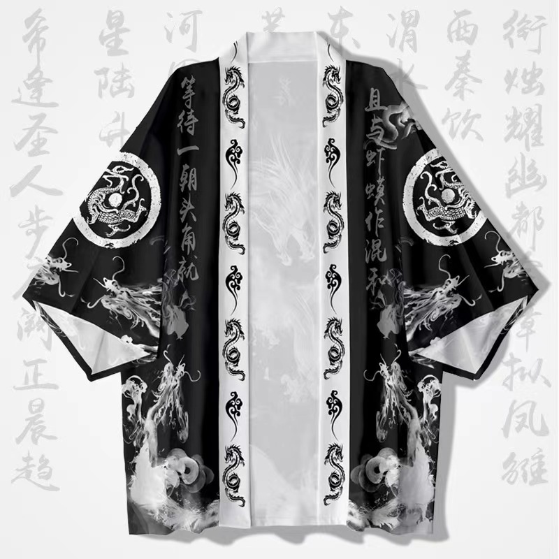 Áo Khoác kimono In Hình yukata harakuju Châu Á Cho Nam