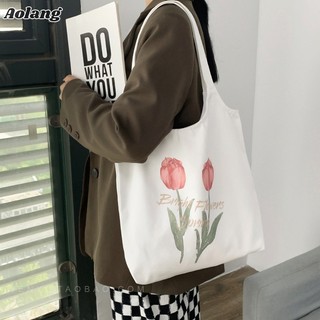 Aolang Túi Vải canvas Đeo Vai In Hình Trái Cây Phong Cách Nhật Bản Xinh Xắn