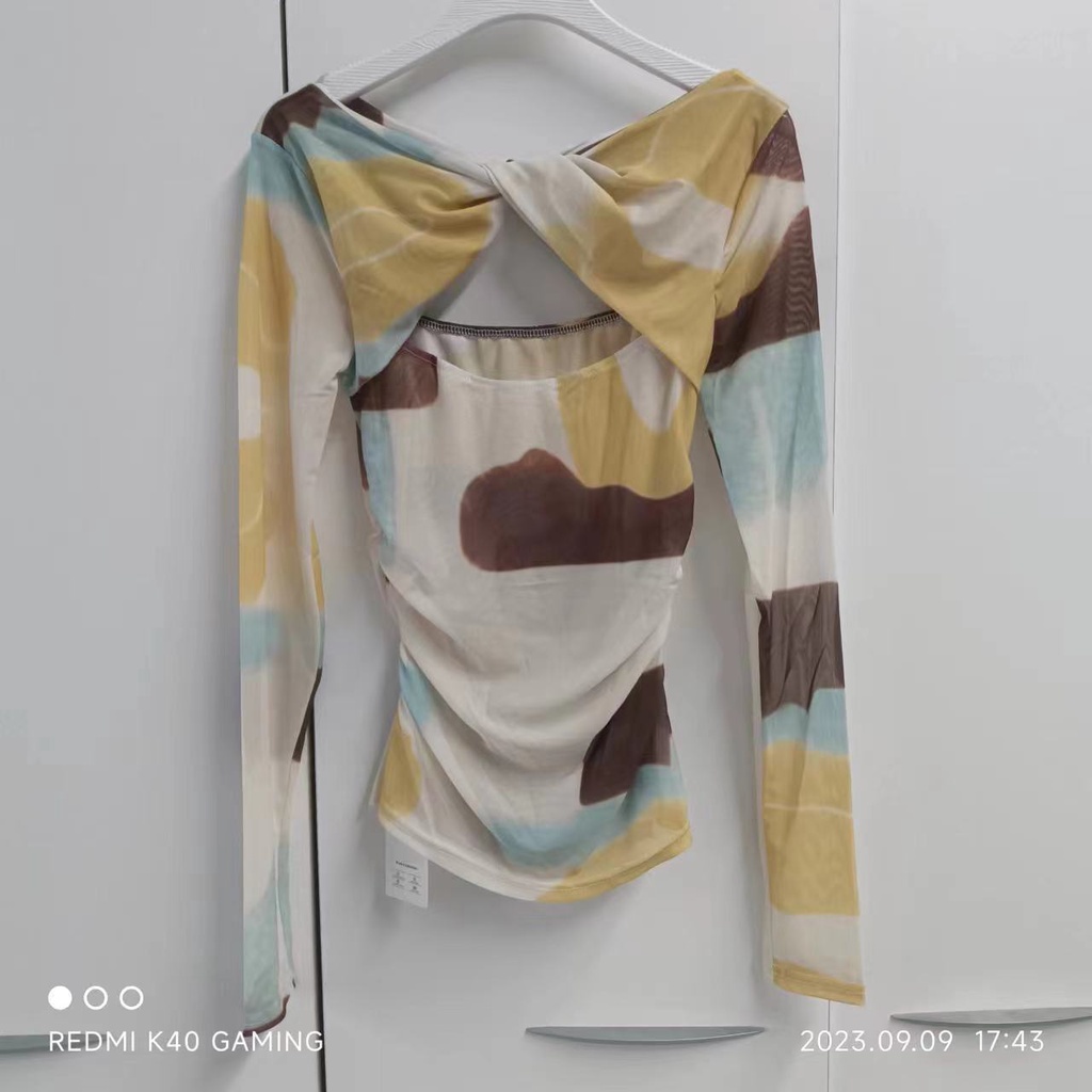 Milyfashion Áo Thun Dài Tay Trễ Vai Nhuộm Màu Thời Trang Cho Nữ