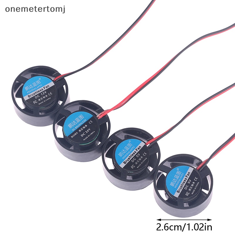 Onemetertomj 1 Quạt Tản Nhiệt mini Tròn 25.5x10mm 5 / 9 / 12 / 24v Cho Đèn led