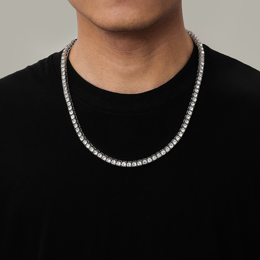 Dây Chuyền Nam Nữ Đính Đá Lấp Lánh Thời Trang Ngầu Merin Accessories Chất Liệu Titan Không Gỉ - Vòng Cổ Đính Đá