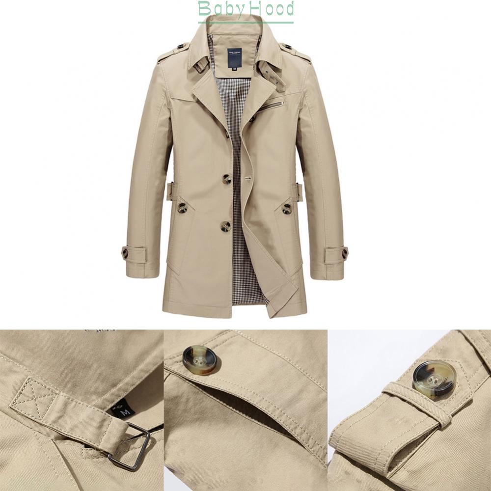 Men Classic Lapel Long Trench Coat  Windbreaker Outwear Casual Overcoat#BBHOOD