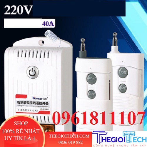 Bộ công tắc điều khiển từ xa honest công suất lớn Honest 1km HT- 9220 KG 40A, công tắt máy rửa xe từ xa honest - bộ 1 remote